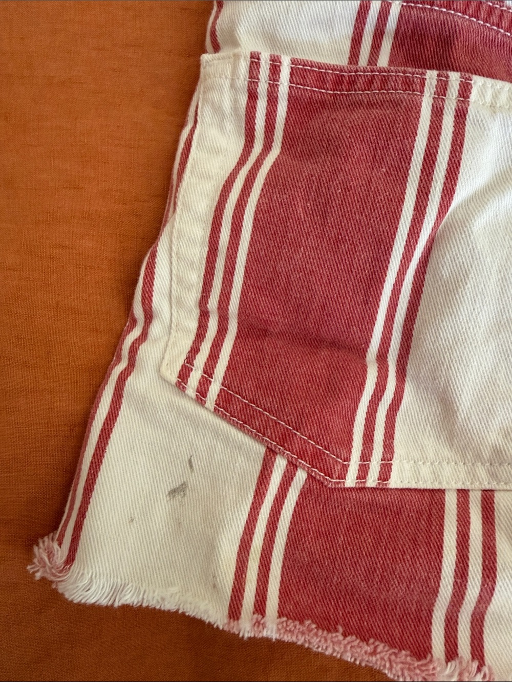 Frame Denim Red and White Striped High-Rise Jean Shorts - Picture 6 of 6